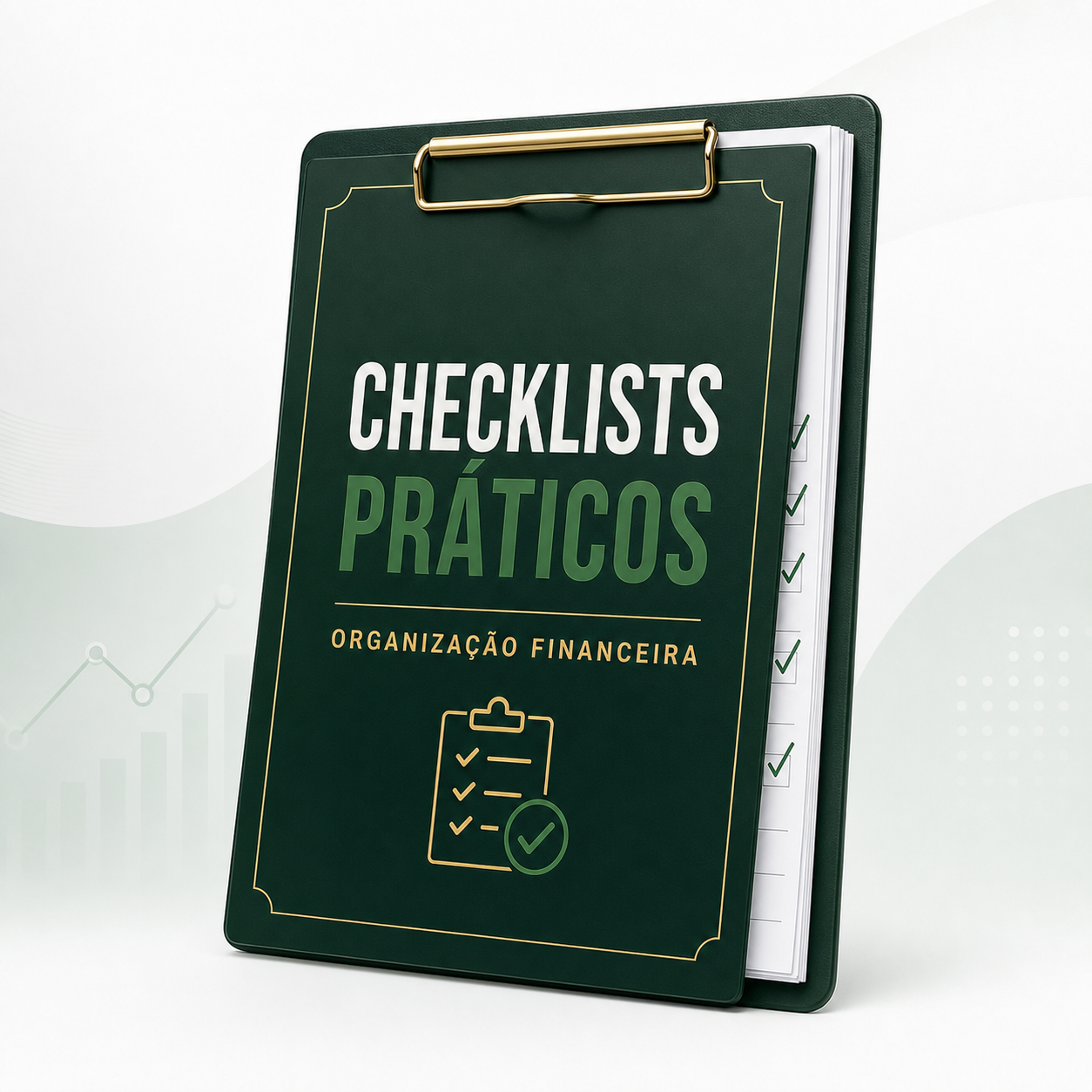 Prancheta com os checklists práticos de organização financeira